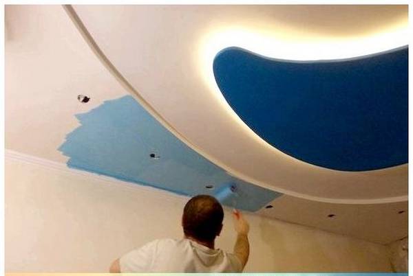 Чем покрасить потолок из гипсокартона? с фото