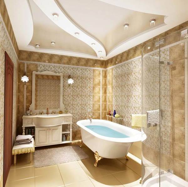 Подвесной потолок в ванной — красивая и долговечная поверхность с фото