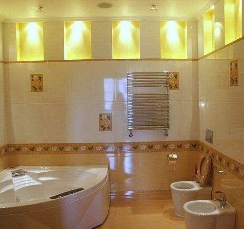 Размещение освещения в ванной комнате - фото